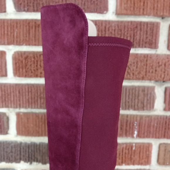NWT Stuart Weitzman 'Gillian' Knee High Genuine Suede Heeled Boots in Burgundy - Picture 8 of 14